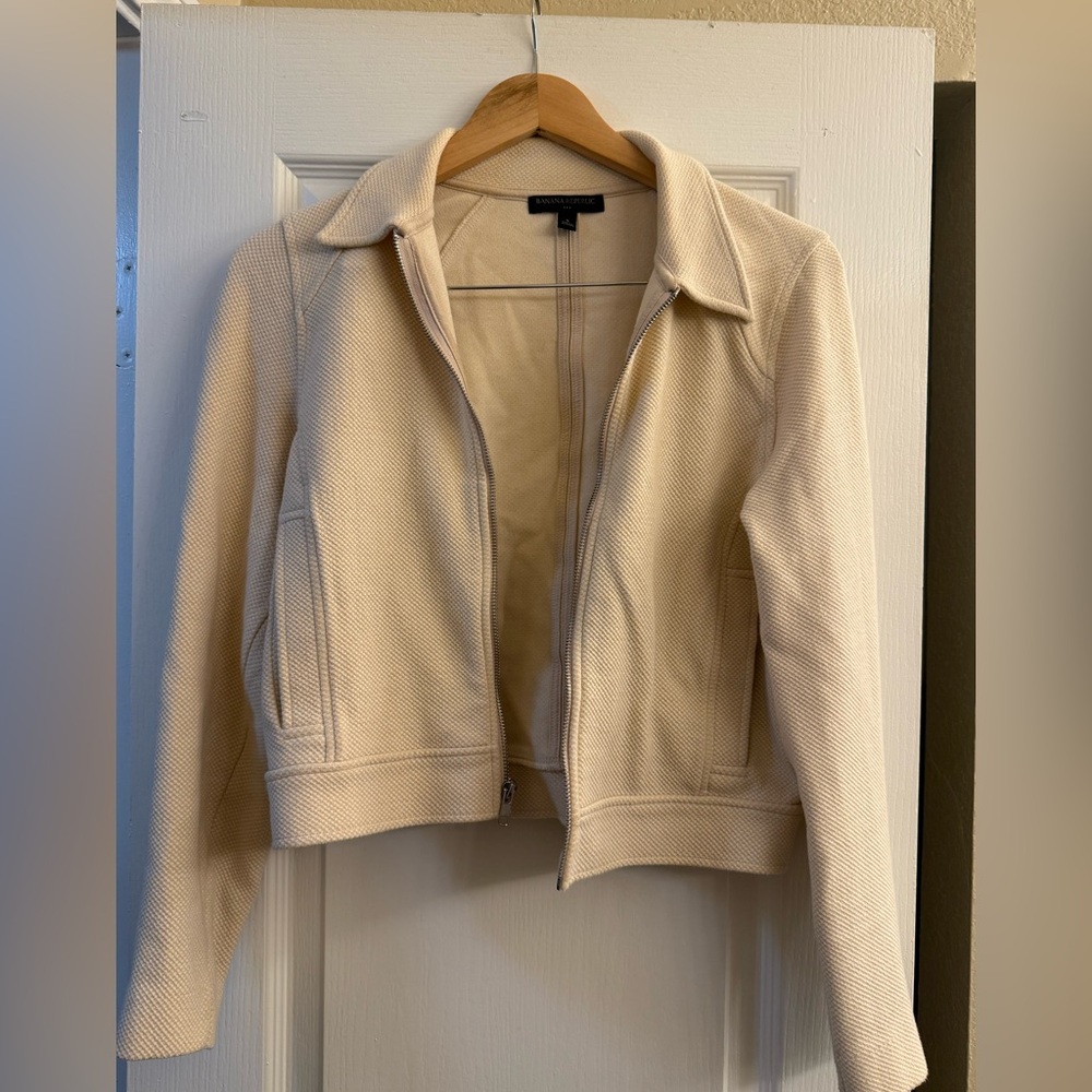 Banana Republic Ivory Baby Textured Moto Jacket